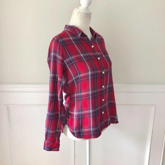 Mossimo Soft Red Plaid Flannel Button Down Shirt M - Picture 2 of 4